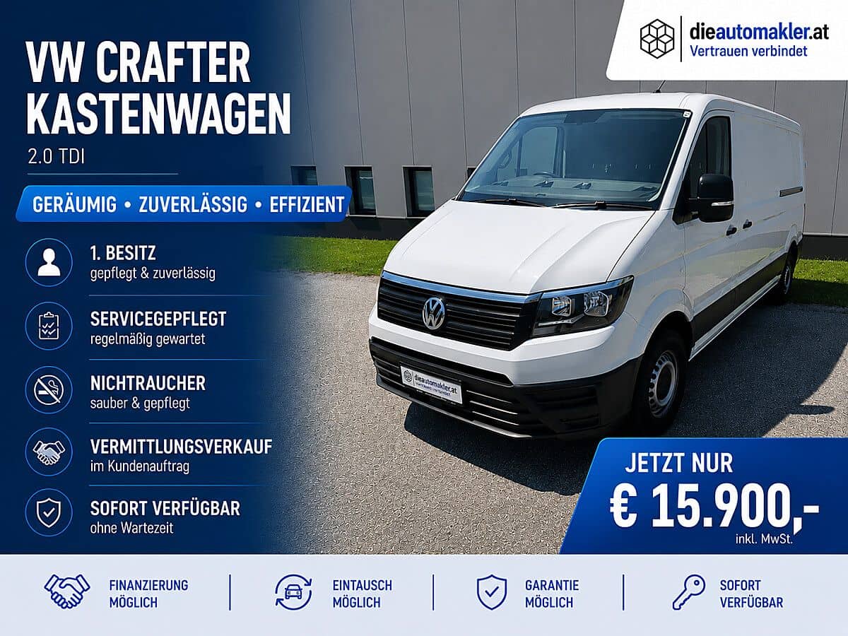 VW Crafter 30 2.0 TDI FWD L3H2 | 1. Besitz | Servicegepflegt | Vermittlungsverkauf im Kundenauftrag | MwSt. ausweisbar - Bild 1
