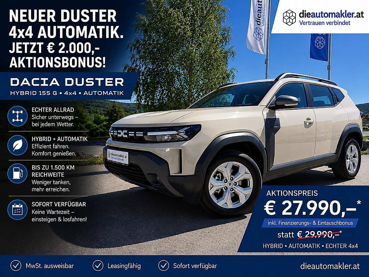 Dacia DUSTER 4x4 AUTOMATIK JETZT € 2.000,- AKTIONSBONUS - Bild 1