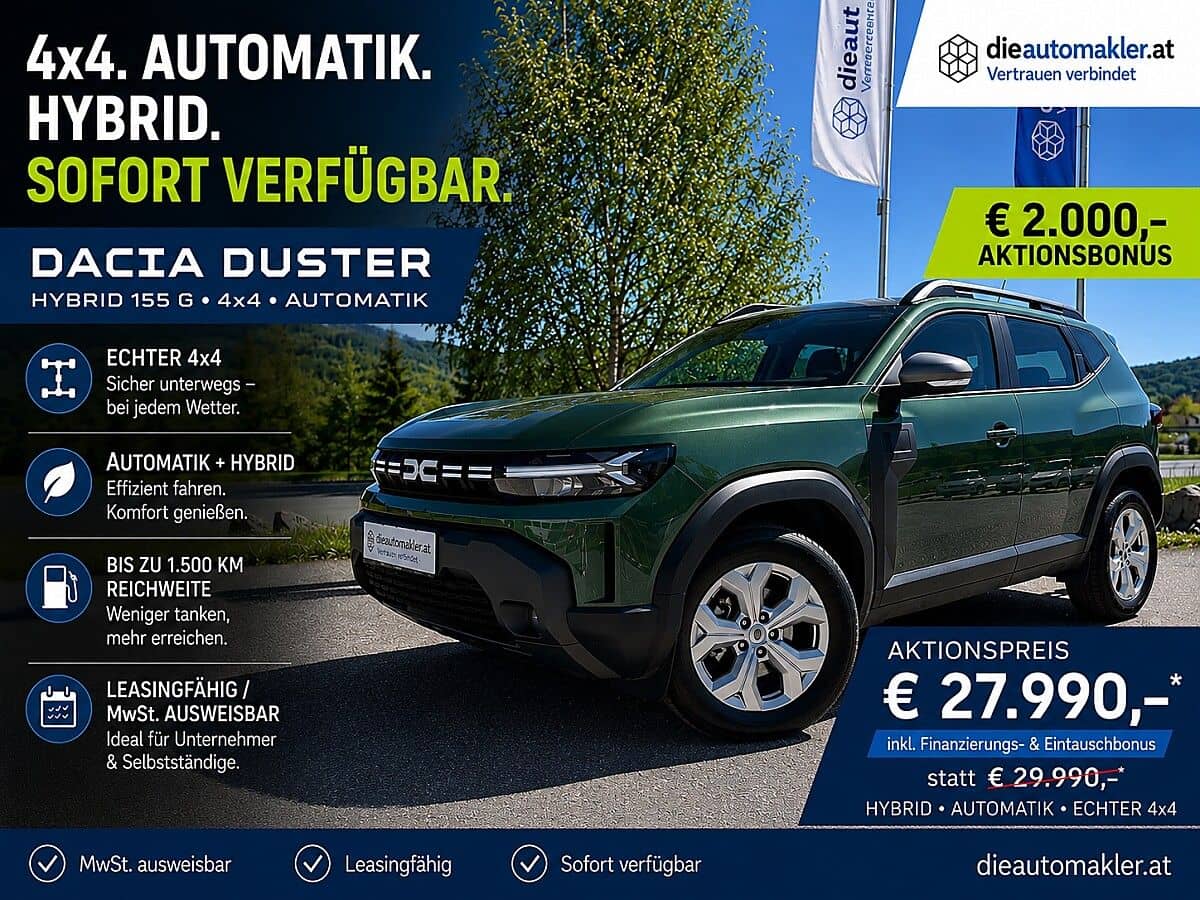 Dacia Duster 4x4. AUTOMATIK. HYBRID. SOFORT VERFÜGBAR. - Bild 1
