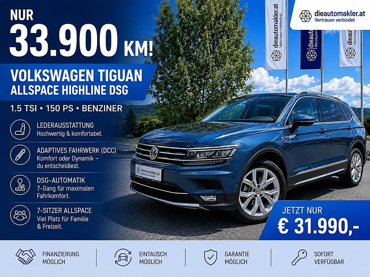VW Tiguan Allspace Highline | NUR 33.900 KM | LEDER | DCC | HUD - Bild 1