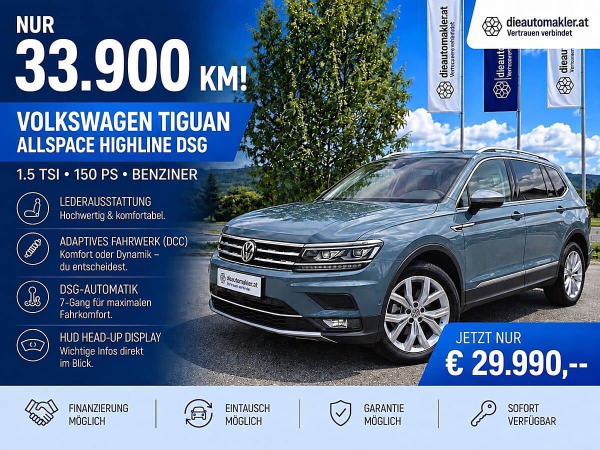 VW Tiguan Allspace Highline | NUR 33.900 KM | LEDER | DCC | HUD - Bild 1