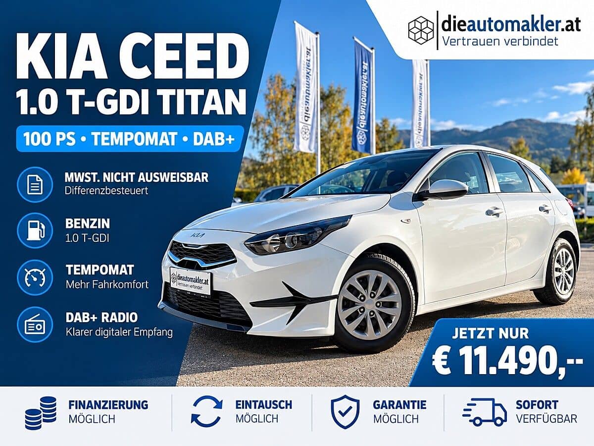 KIA CEED 1.0 T-GDI TITAN – 100 PS | TEMPOMAT | DAB+ | SPURHALTEASSISTENT | 7 JAHRE KIA GARANTIE ab EZL - Bild 1